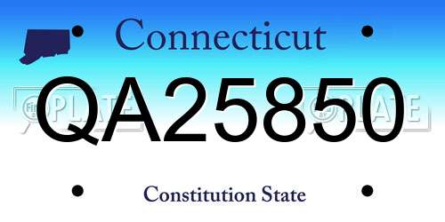 QA25850 Connecticut License Plate