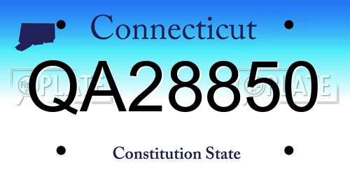 QA28850 Connecticut License Plate