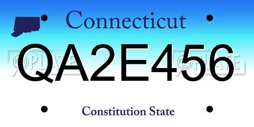 QA2E456 Connecticut License Plate