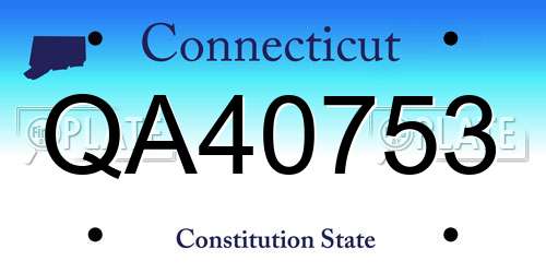 QA40753 Connecticut License Plate