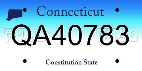 QA40783 Connecticut License Plate