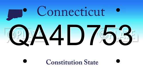 QA4D753 Connecticut License Plate