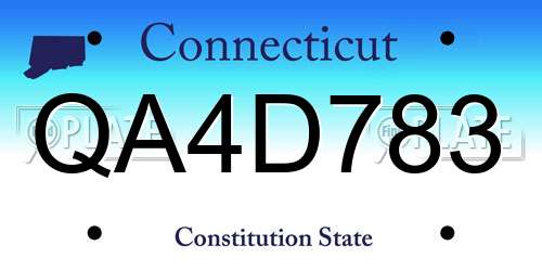 QA4D783 Connecticut License Plate