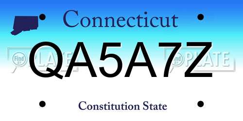 QA5A7Z Connecticut License Plate