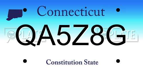 QA5Z8G Connecticut License Plate