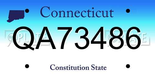 QA73486 Connecticut License Plate