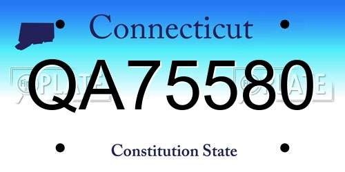 QA75580 Connecticut License Plate