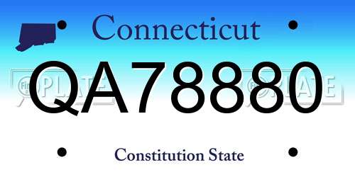 QA78880 Connecticut License Plate