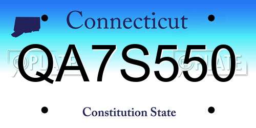 QA7S550 Connecticut License Plate