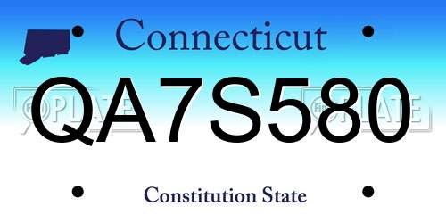 QA7S580 Connecticut License Plate