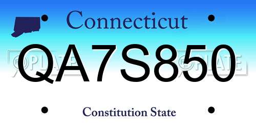 QA7S850 Connecticut License Plate