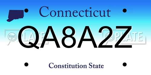 QA8A2Z Connecticut License Plate