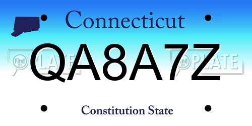 QA8A7Z Connecticut License Plate