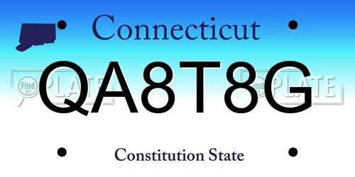 QA8T8G Connecticut License Plate
