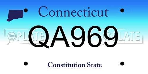 QA969 Connecticut License Plate