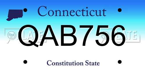 QAB756 Connecticut License Plate