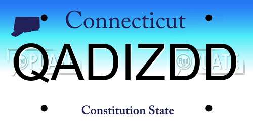QADIZDD Connecticut License Plate