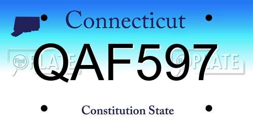 QAF597 Connecticut License Plate