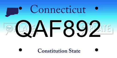 QAF892 Connecticut License Plate
