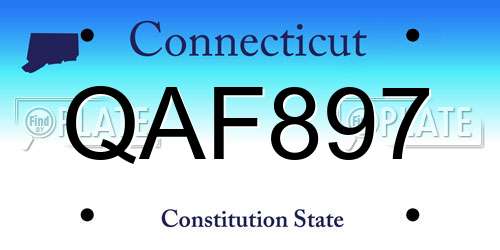 QAF897 Connecticut License Plate