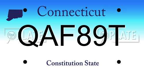 QAF89T Connecticut License Plate
