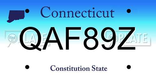 QAF89Z Connecticut License Plate