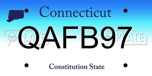 QAFB97 Connecticut License Plate
