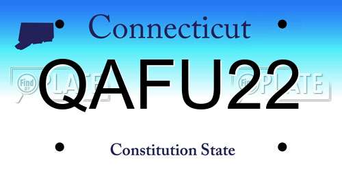 QAFU22 Connecticut License Plate