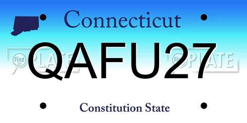 QAFU27 Connecticut License Plate