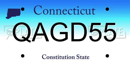QAGD55 Connecticut License Plate