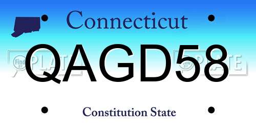 QAGD58 Connecticut License Plate