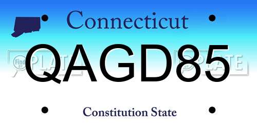 QAGD85 Connecticut License Plate