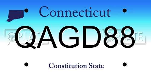 QAGD88 Connecticut License Plate