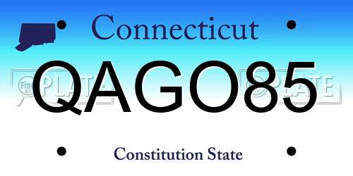 QAGO85 Connecticut License Plate