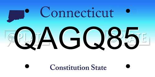 QAGQ85 Connecticut License Plate