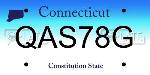 QAS78G Connecticut License Plate