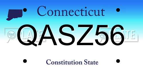 QASZ56 Connecticut License Plate