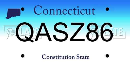 QASZ86 Connecticut License Plate