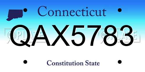 QAX5783 Connecticut License Plate