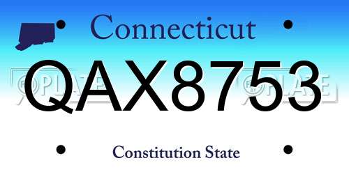 QAX8753 Connecticut License Plate