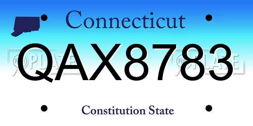 QAX8783 Connecticut License Plate