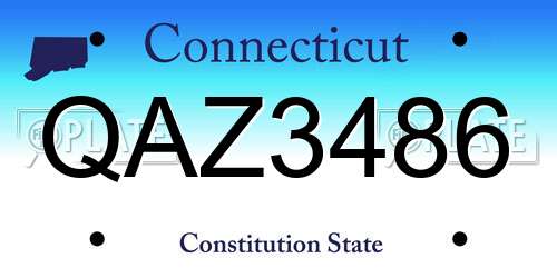QAZ3486 Connecticut License Plate