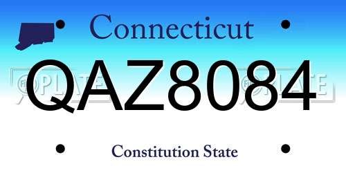 QAZ8084 Connecticut License Plate