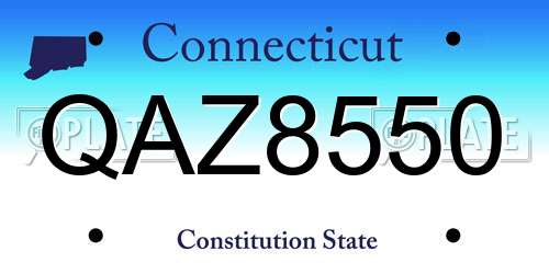 QAZ8550 Connecticut License Plate