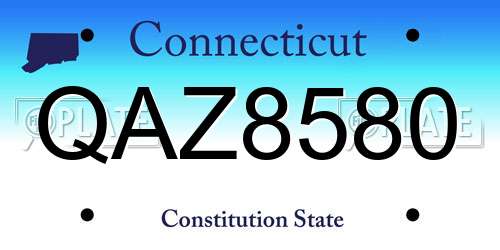 QAZ8580 Connecticut License Plate