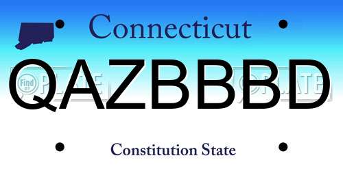 QAZBBBD Connecticut License Plate