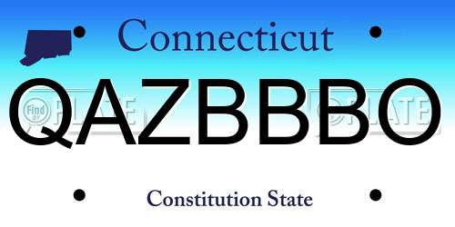 QAZBBBO Connecticut License Plate