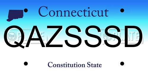 QAZSSSD Connecticut License Plate