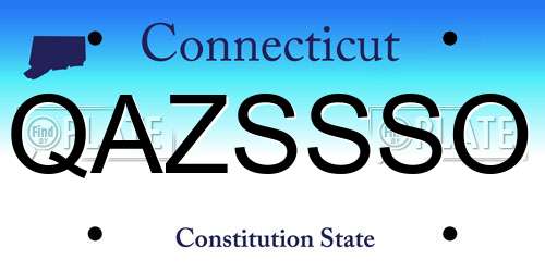 QAZSSSO Connecticut License Plate