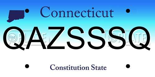 QAZSSSQ Connecticut License Plate